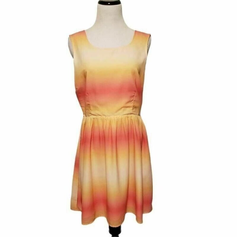 Jack Womens Dress Multicolor Orange‎ Ombre Retro Cut Out Sleeveless size M
